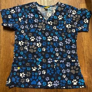 Wonderwink Paw Print Scrub Top
